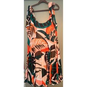 Multicuolor palm leaf pattern dress